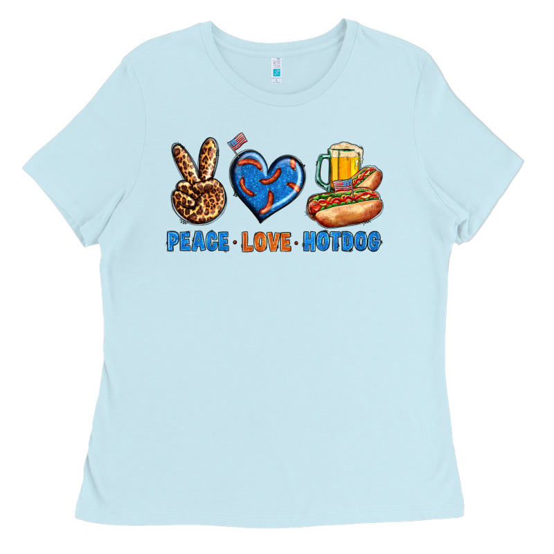 Peace Love Hotdog Ladies Tee by BundleAndBundleShop | Teevron