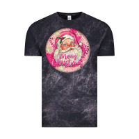Cloud Black Pink Merry Christmas Santa Vintage Tee - FaDigitalArtStudio