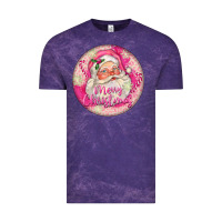 Cloud Purple Pink Merry Christmas Santa Vintage Tee - FaDigitalArtStudio