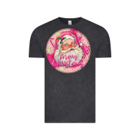 Vintage Black Pink Merry Christmas Santa Vintage Tee - FaDigitalArtStudio