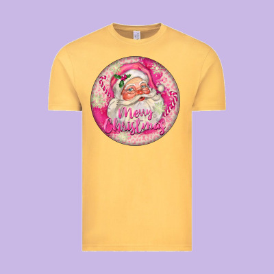Pink Merry Christmas Santa Vintage Tee Designed By Fadigitalartstudio