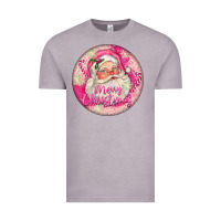 Vintage Zinc Pink Merry Christmas Santa Vintage Tee - FaDigitalArtStudio
