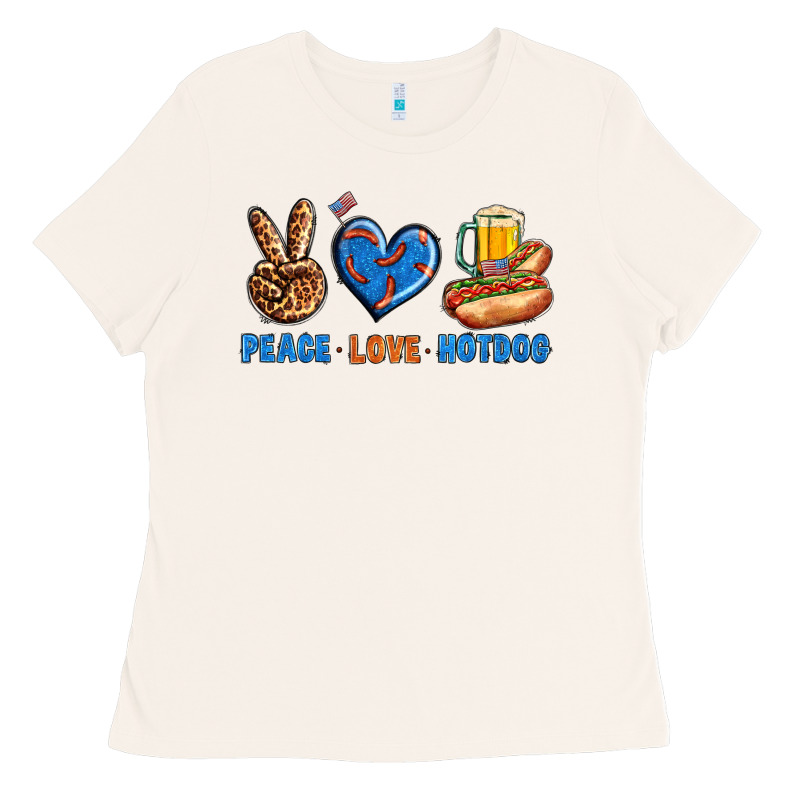 Peace Love Hotdog Ladies Tee by BundleAndBundleShop | Teevron