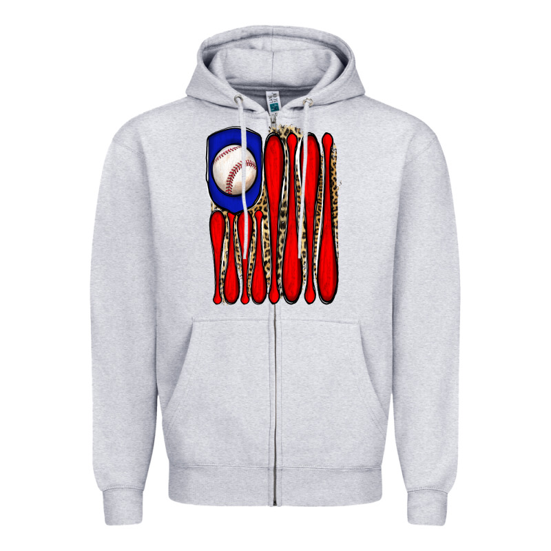 Leopard Baseball Flag Zipper Hoodie by JahusDesignShop | Teevron
