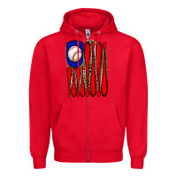 Red leopard baseball flag Zipper Hoodie - JahusDesignShop