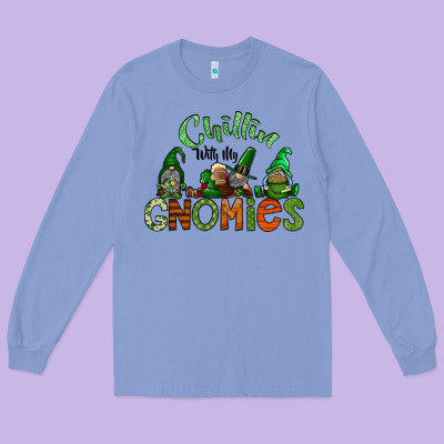 St Patricks Day Gnomes Long Sleeve Tee Designed By Cowhidedigitalart