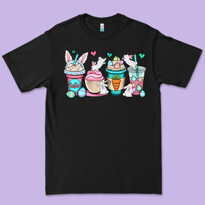 Easter Bunnies Coffee Cups Premium Tee Designed By Oliviacreatesart