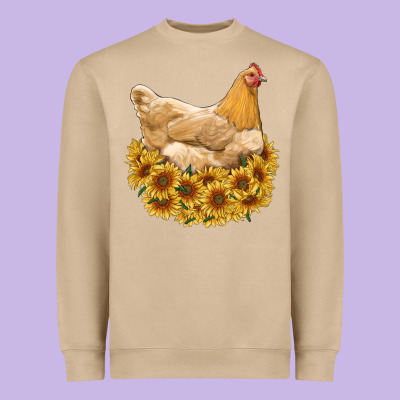Chicken With Sunflowers Heavyweight Sweatshirt Designed By Ranaportraitstore