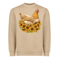 Mushroom chicken with sunflowers Heavyweight Sweatshirt - RanaPortraitStore