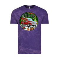 Cloud Purple Merry Christmas Truck Vintage Tee - FaDigitalArtStudio