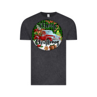Vintage Black Merry Christmas Truck Vintage Tee - FaDigitalArtStudio