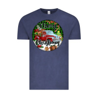 Vintage Denim Merry Christmas Truck Vintage Tee - FaDigitalArtStudio