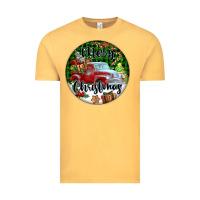 Vintage Mustard Merry Christmas Truck Vintage Tee - FaDigitalArtStudio