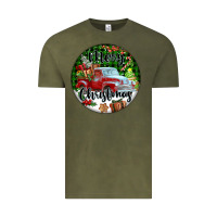 Vintage Olive Merry Christmas Truck Vintage Tee - FaDigitalArtStudio
