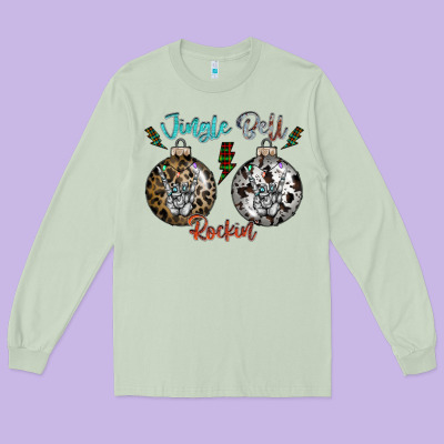 Jingle Bell Rockin Long Sleeve Tee Designed By Cowhidedigitalart