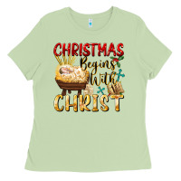 Matcha christmas begins with christ Ladies Tee - FaDigitalArtStudio