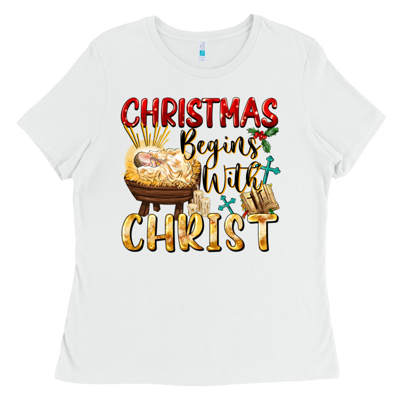 Christmas Begins With Christ Ladies Tee by FaDigitalArtStudio | Teevron