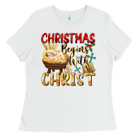 White christmas begins with christ Ladies Tee - FaDigitalArtStudio