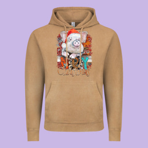 Merry Christmas Pig Vintage Hoodie Designed By Cowhidedigitalart