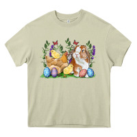 Mossy Easter bunny and chicks with floral Heavy Core Tee - RanaPortraitStore