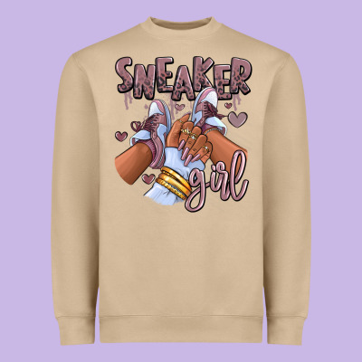 Sky J Mauve Sneaker Girl Afro Woman Heavyweight Sweatshirt Designed By Ranaportraitstore