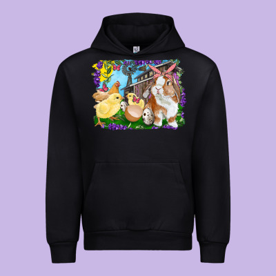 Easter Farm Chicks And Bunny Urban Hoodie Designed By Ranaportraitstore