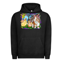 Pigment Black easter farm chicks and bunny Urban Hoodie - RanaPortraitStore