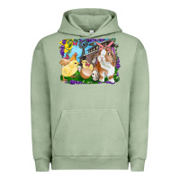 Pigment Oil Green easter farm chicks and bunny Urban Hoodie - RanaPortraitStore