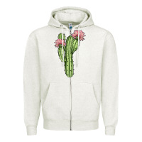 Oatmeal Heather cactus 4 Zipper Hoodie - JahusDesignShop