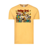 Vintage Mustard Coffee First Then Cows Vintage Tee - FaDigitalArtStudio