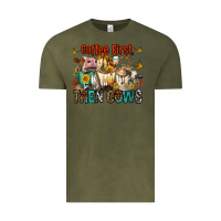 Vintage Olive Coffee First Then Cows Vintage Tee - FaDigitalArtStudio