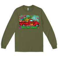 Army Green jesus take the wheel Long Sleeve Tee - CowhideDigitalArt