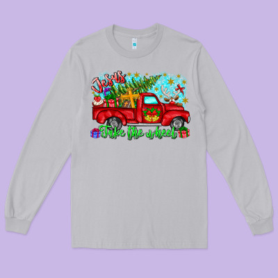 Jesus Take The Wheel Long Sleeve Tee Designed By Cowhidedigitalart