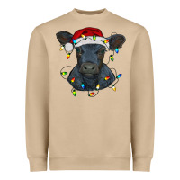 Mushroom christmas baby black angus calf with lights Heavyweight Sweatshirt - RanaPortraitStore