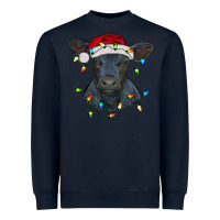 Navy christmas baby black angus calf with lights Heavyweight Sweatshirt - RanaPortraitStore