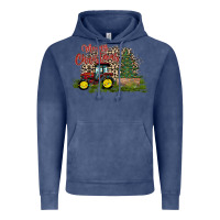 Vintage Denim merry Christmas tractor tree Vintage Hoodie - CowhideDigitalArt