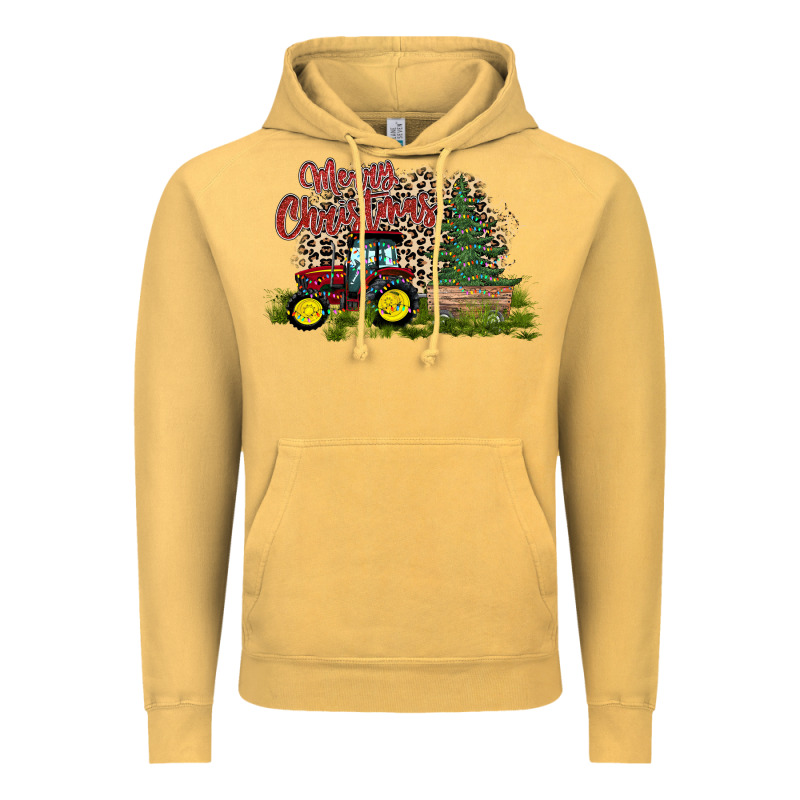 Merry Christmas Tractor Tree Vintage Hoodie by CowhideDigitalArt | Teevron