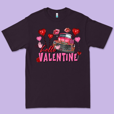 Hello Valentine Valentine's Day Truck Premium Tee Designed By Fadigitalartstudio