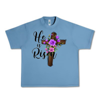 Pebble Blue he is risen matthew 28 6 Urban Heavy Tee - Jasminsmagicworld