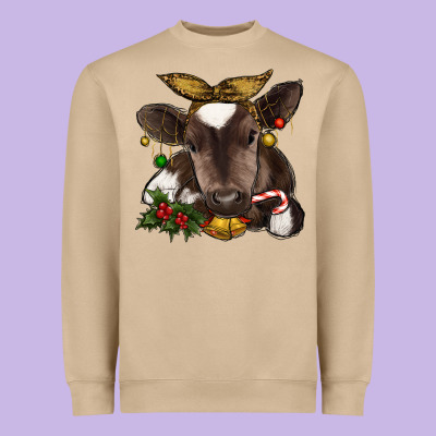 Christmas Baby Cow Heavyweight Sweatshirt Designed By Ranaportraitstore