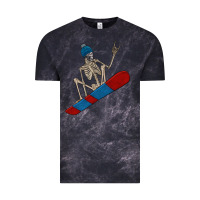 Cloud Black skeleton snowboard Vintage Tee - FaDigitalArtStudio