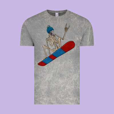 Skeleton Snowboard Vintage Tee Designed By Fadigitalartstudio