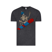 Vintage Black skeleton snowboard Vintage Tee - FaDigitalArtStudio