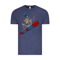 Vintage Denim skeleton snowboard Vintage Tee - FaDigitalArtStudio