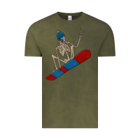 Vintage Olive skeleton snowboard Vintage Tee - FaDigitalArtStudio