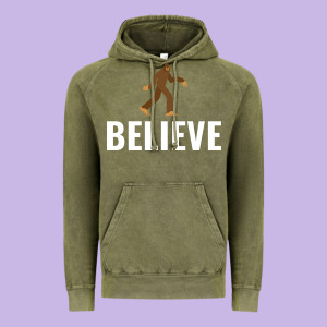 Believe Bigfoot White Vintage Hoodie Designed By Artisfamous