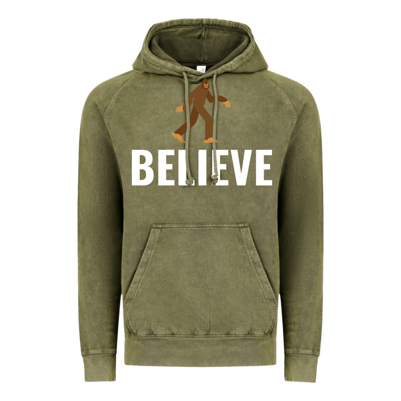 Believe Bigfoot White Vintage Hoodie by artisFamous | Teevron