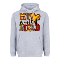 Heather Grey my heart is on that field softball Heavyweight Hoodie - Jasminsmagicworld