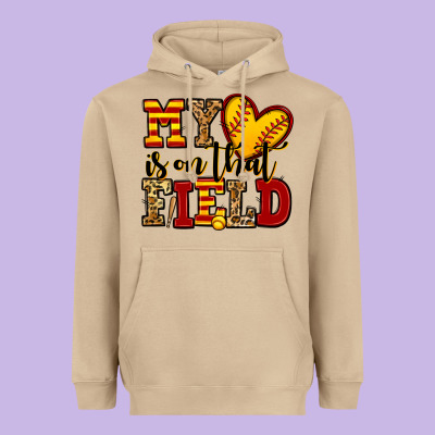 My Heart Is On That Field Softball Heavyweight Hoodie Designed By Jasminsmagicworld