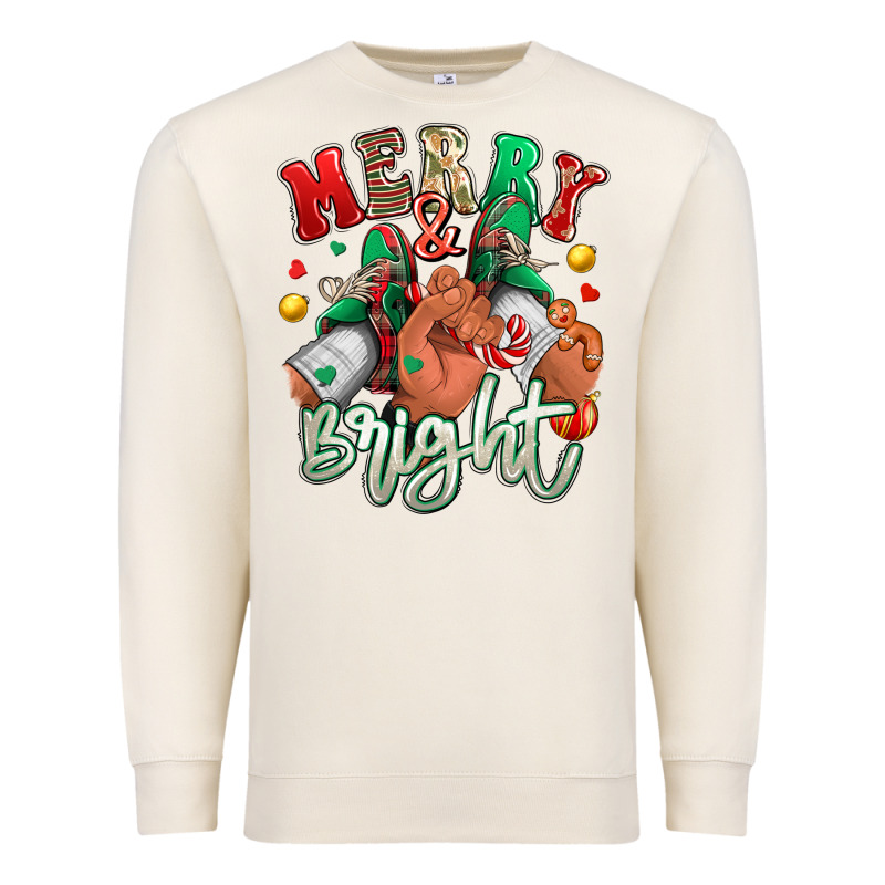 Merry And Bright Black Man Sneakers Premium Sweatshirt by RanaPortraitStore | Teevron
